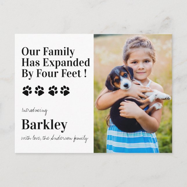 Personalized Photo New Pet Dog Puppy Shower  Announcement Postcard (Front)