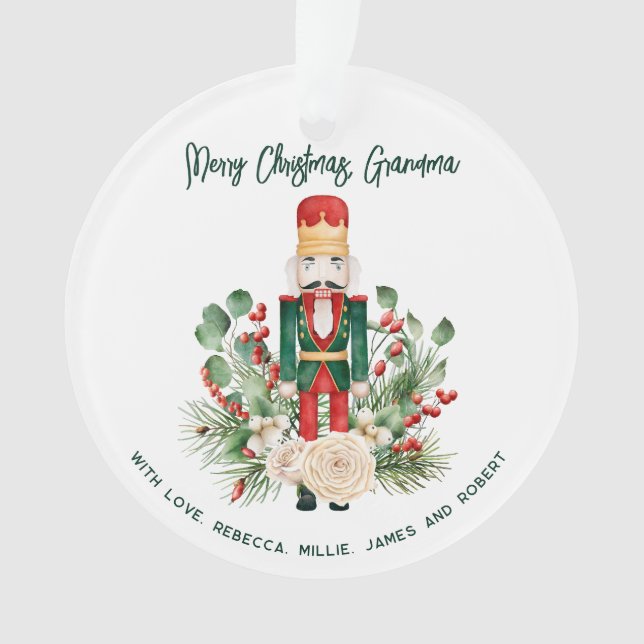 Personalized Photo Nutcracker Grandma Christmas Ornament (Front)