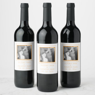 Personalized Photo Orange Wine Label