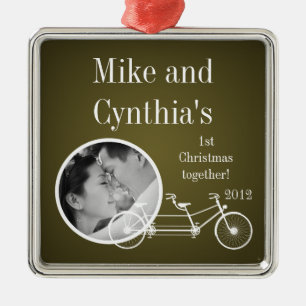 Personalized Photo Ornament Brown Double Bike