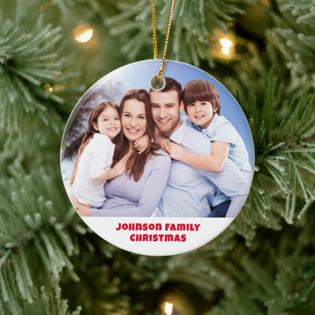 Personalized Photo Ornament, Custom Family Picture Ceramic Ornament (Tree)