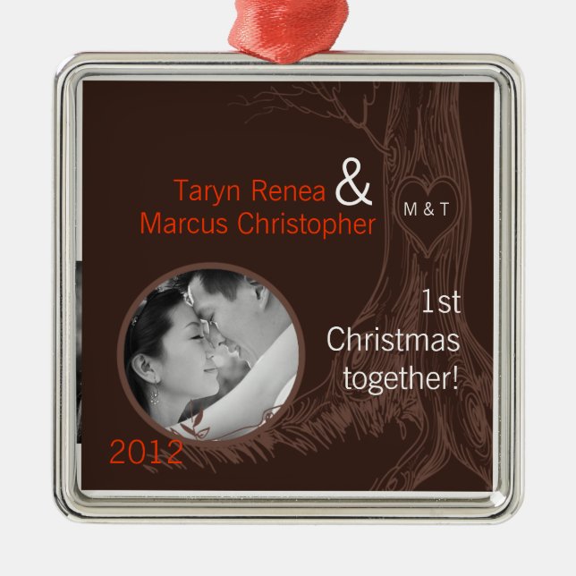 Personalized Photo Ornament Fall Tree Initial Carv (Front)