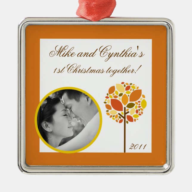 Personalized Photo Ornament Modern Autumn Tree (Front)
