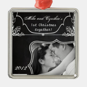 Personalized Photo Ornament Modern Chalkboard