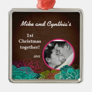 Personalized Photo Ornament Neon Spring Floral