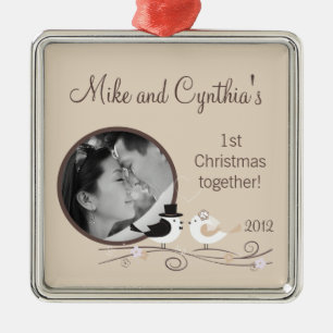 Personalized Photo Ornament Wedding Birds Bride