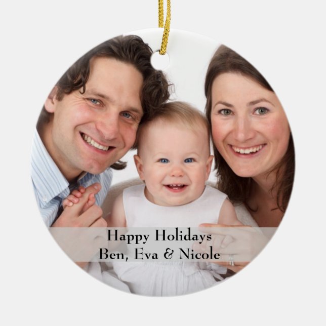 Personalized Photo Ornament with Text (Front)