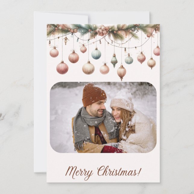 Personalized Photo Ornaments Christmas Card (Front)
