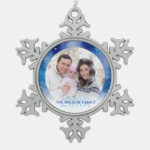 Personalized Photo Ornaments Pewter Snowflake