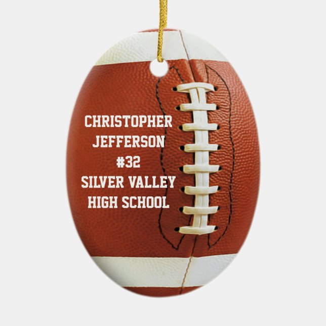 Personalized Photo Oval Football Sports Ornament (Front)