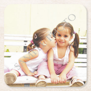 Personalized photo paper coaster. Make your own! Square Paper Coaster