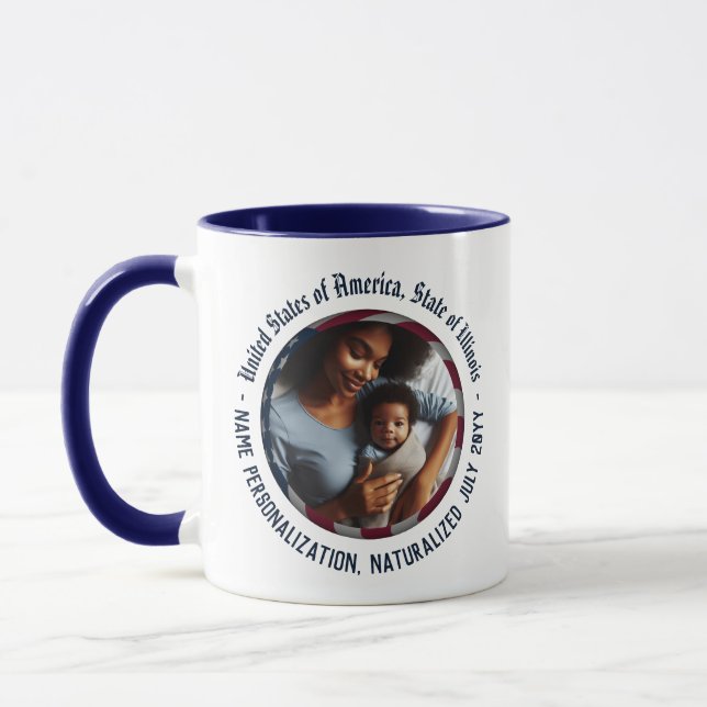 Personalized Photo Patriotic American Flag Globe Mug (Left)