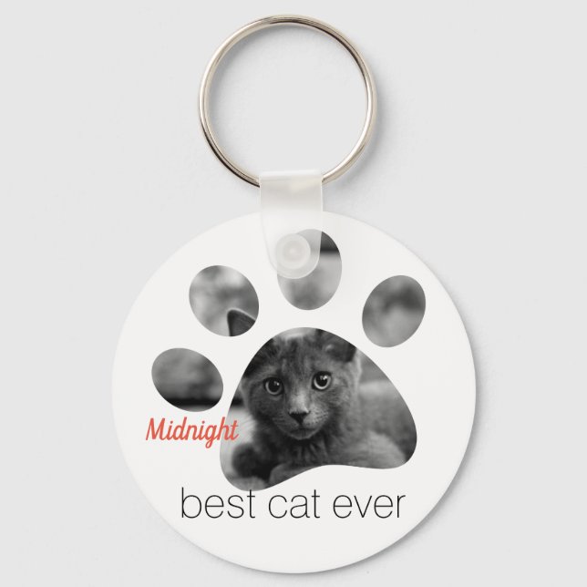 Personalized Photo Paw Print Keychain (Front)