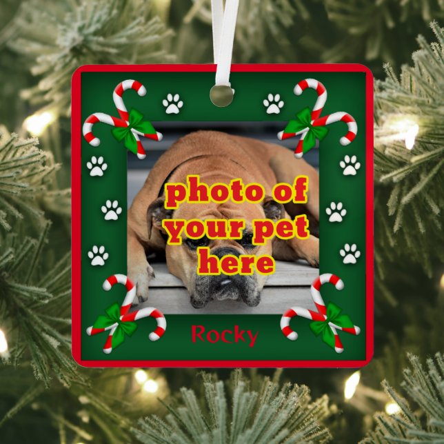 Personalized Photo Pet Christmas Tree Trim Metal Ornament (Insitu)