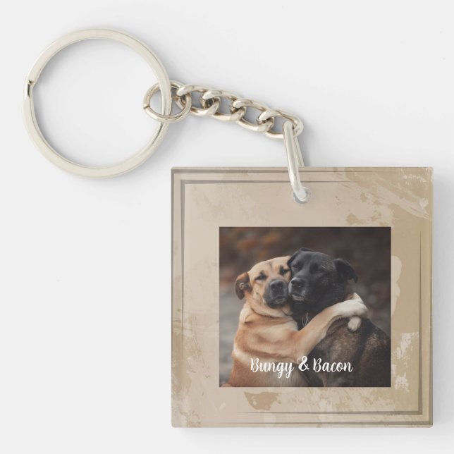 Personalized photo pet dog Lover Keychain (Front)