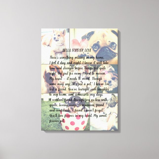Personalized photo pet memorial poem  canvas print (Front)