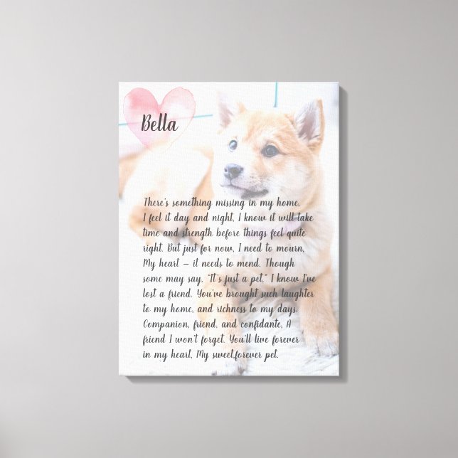 Personalized photo pet memorial poem  canvas print (Front)