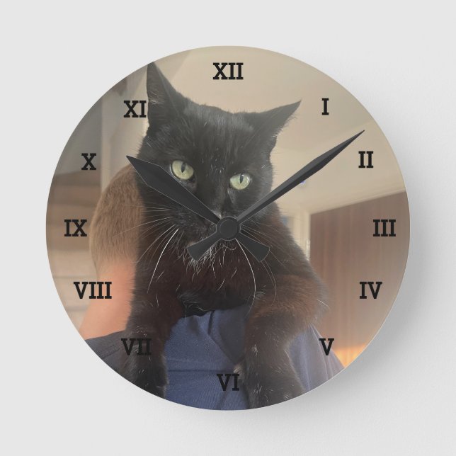 Personalized Photo Pets Family Create your own Round Clock (Front)