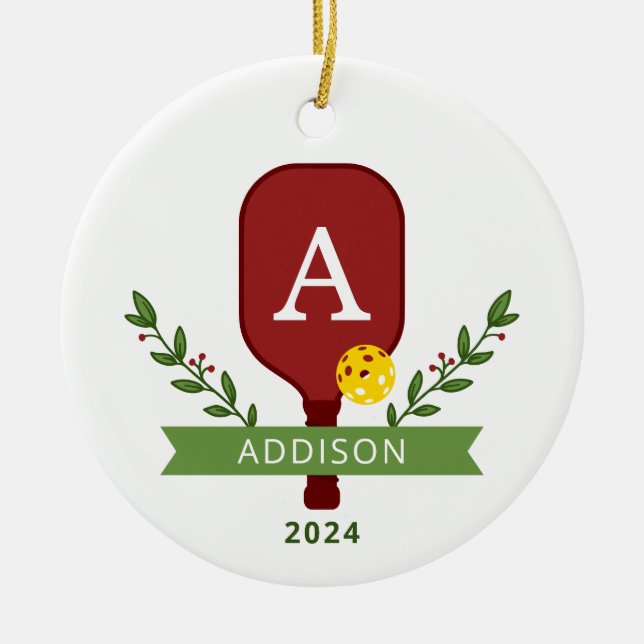 Personalized Photo Pickleball Christmas Ornament (Front)