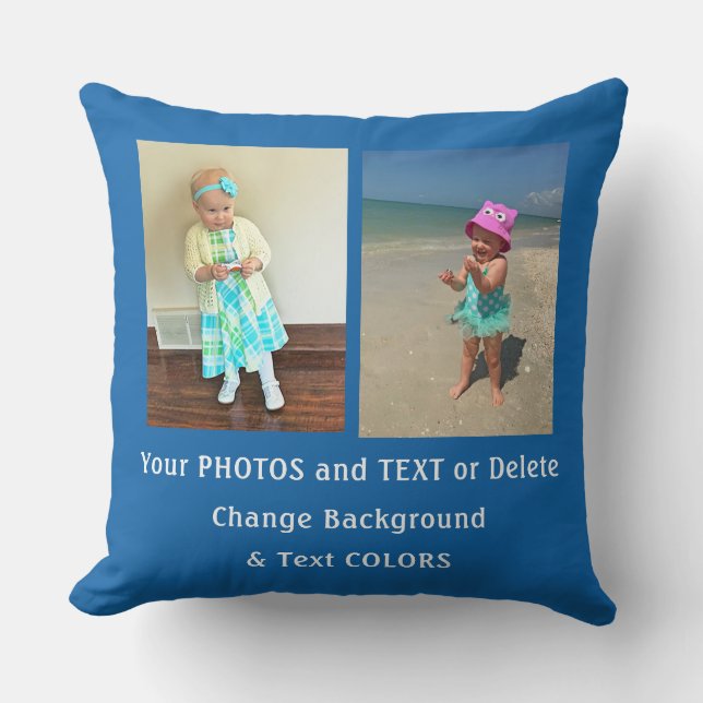 Personalized Photo Pillow, Text, Colours, 3 Photos Throw Pillow (Front)