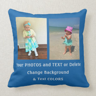 Personalized Photo Pillow, Text, Colours, 3 Photos Throw Pillow