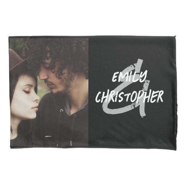 Personalized Photo Pillow with Names Pillowcase (Front)
