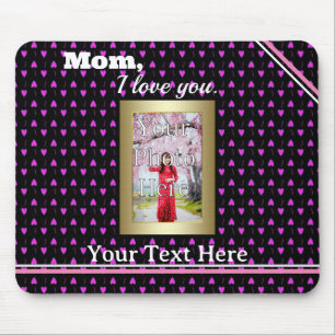 Personalized Photo Pink Hearts Mousepad