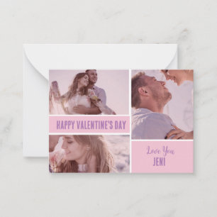 Personalized Photo Pink Minimalized Valentines Day Card