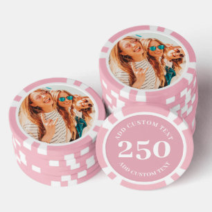 Personalized Photo Pink Numbered 250 Value Game Poker Chips