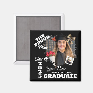 Personalized Photo, Proud Mom of a 2025 Graduate Magnet