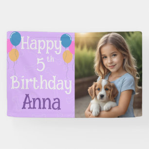 Personalized Photo Puppy Dog Birthday Paw-ty Banner