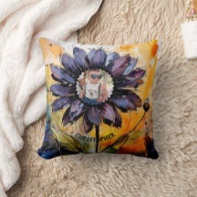 Personalized Photo & Purple Daisy Flower Keepsake