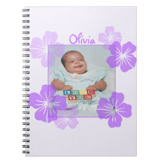 Personalized Photo Purple Floral Notebook