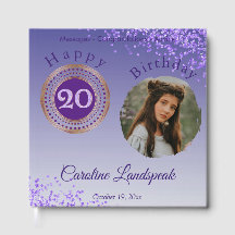 Personalized Photo Purple Glitter, 20th Birthday