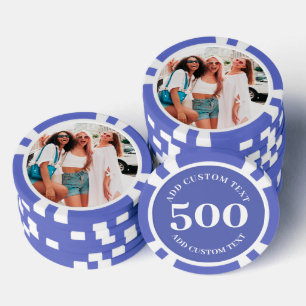 Personalized Photo Purple Numbered 500 Value Game Poker Chips