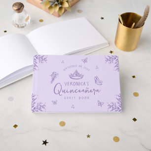 Personalized Photo Purple Quinceanera Guest Book