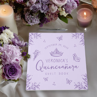 Personalized Photo Purple Quinceanera Guest Book