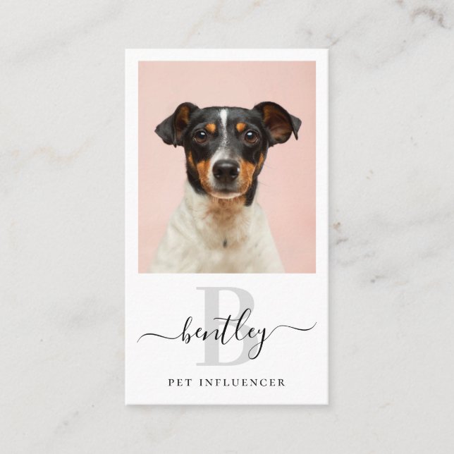 Personalized Photo QR Code Social Media Monogram Business Card (Front)