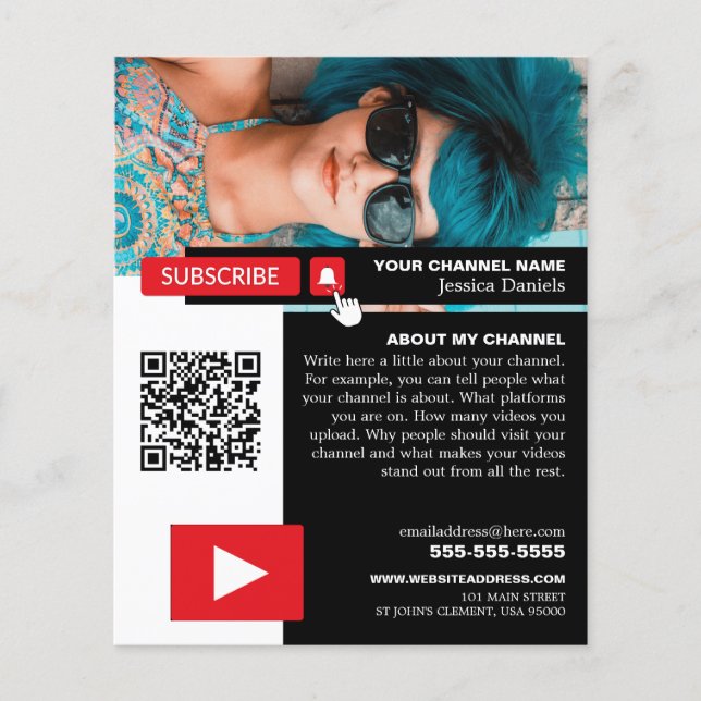 Personalized Photo & QR Code, Youtube - Vlogger Flyer (Front)