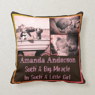 Personalized photo quote and name throw pillow