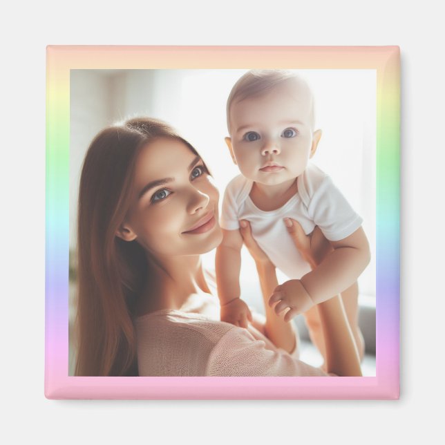 Personalized Photo Rainbow Colourful Elegant Fun Magnet (Front)