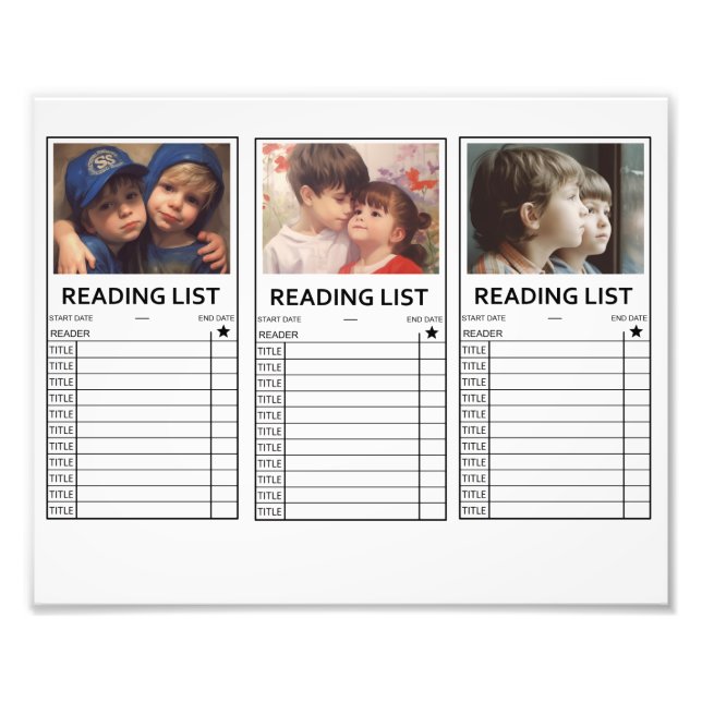 Personalized Photo Reading List Bookmark (Front)