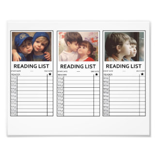 Personalized Photo Reading List Bookmark Print
