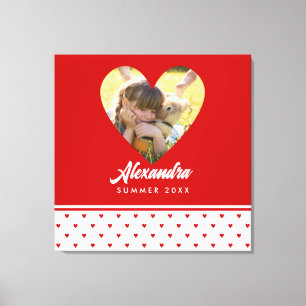 Personalized Photo Red Heart Frame Modern Birthday Canvas Print