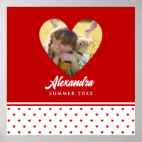 Personalized Photo Red Heart Frame Modern Birthday