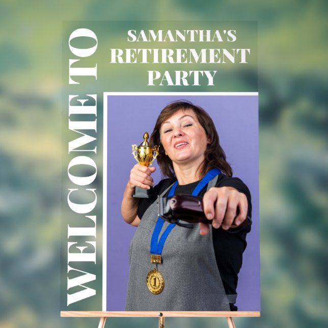 Personalized Photo Retirement Party Welcome Acrylic Sign (Neutral)