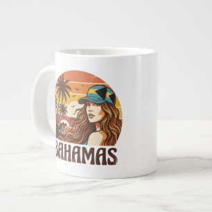 Personalized Photo Retro Bahamas Tropical Beach    Large Coffee Mug