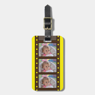 Personalized Photo Retro Film Strip Up Yellow Luggage Tag