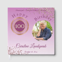 Personalized Photo Rose Gold Glitter 100 Birthday