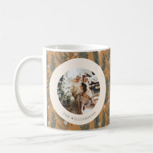 Personalized Photo Rustic Woodland Pine Christmas Coffee Mug